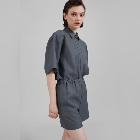 LouLou Studio de Saison Seto Slub-Texture Shorts Grey Size Small - Picture 4 of 12